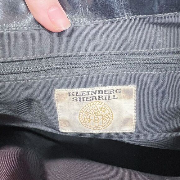 Vintage Kleinberg Sherrill Black Snakeskin Leather Grid Shoulder Bag Purse - Picture 7 of 12